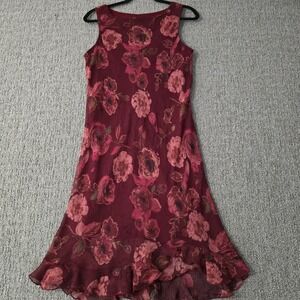 Vintage City Triangles Burgundy Floral Dress 5/6 Romantic Fairycore Ruffle Hem